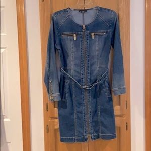 Denim dress with zipper pockets on top !really cute to wear with boots